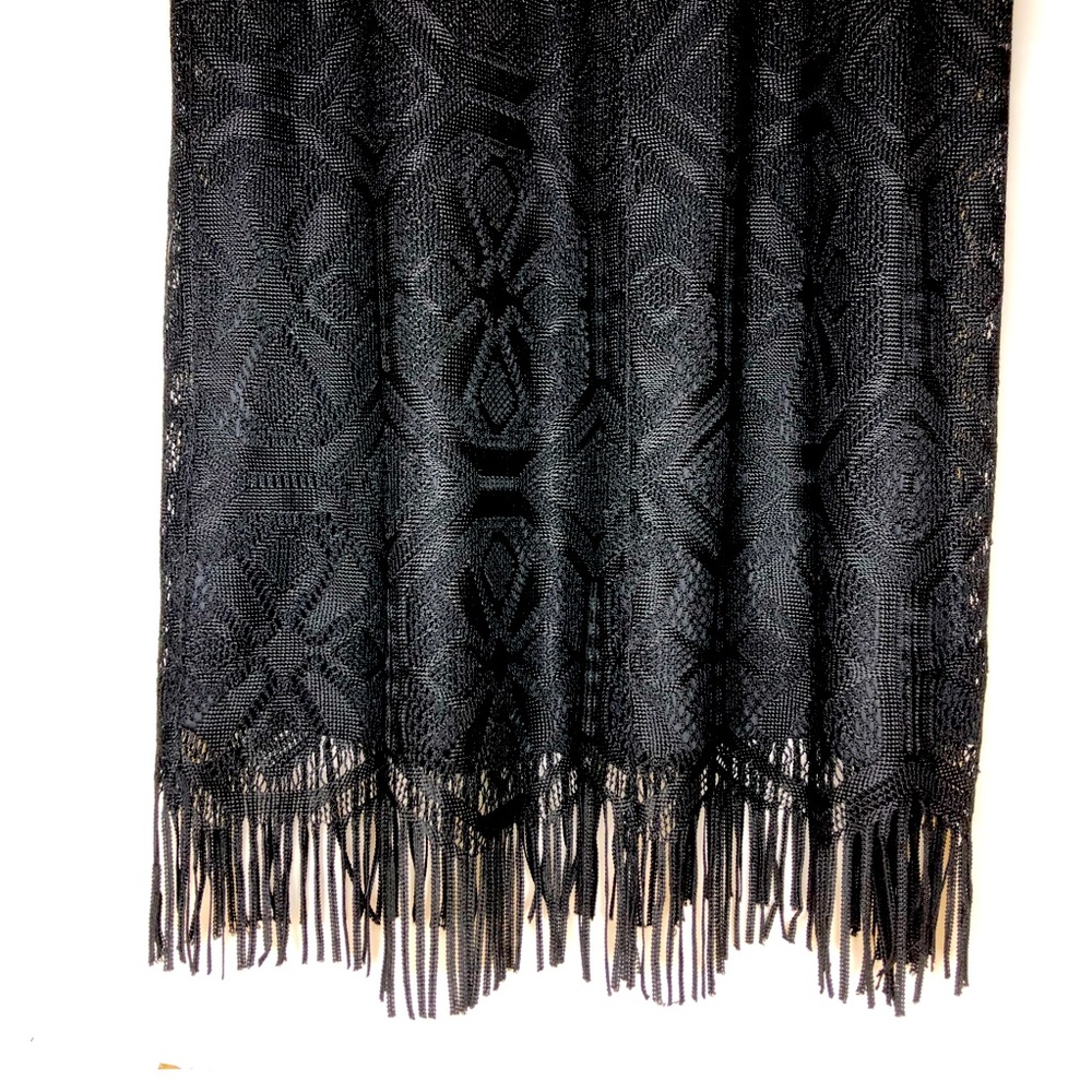 ULTRA DRESS maxi sleeveless lace black dress with fringe at hem. Fully l… - Picture 2 of 10